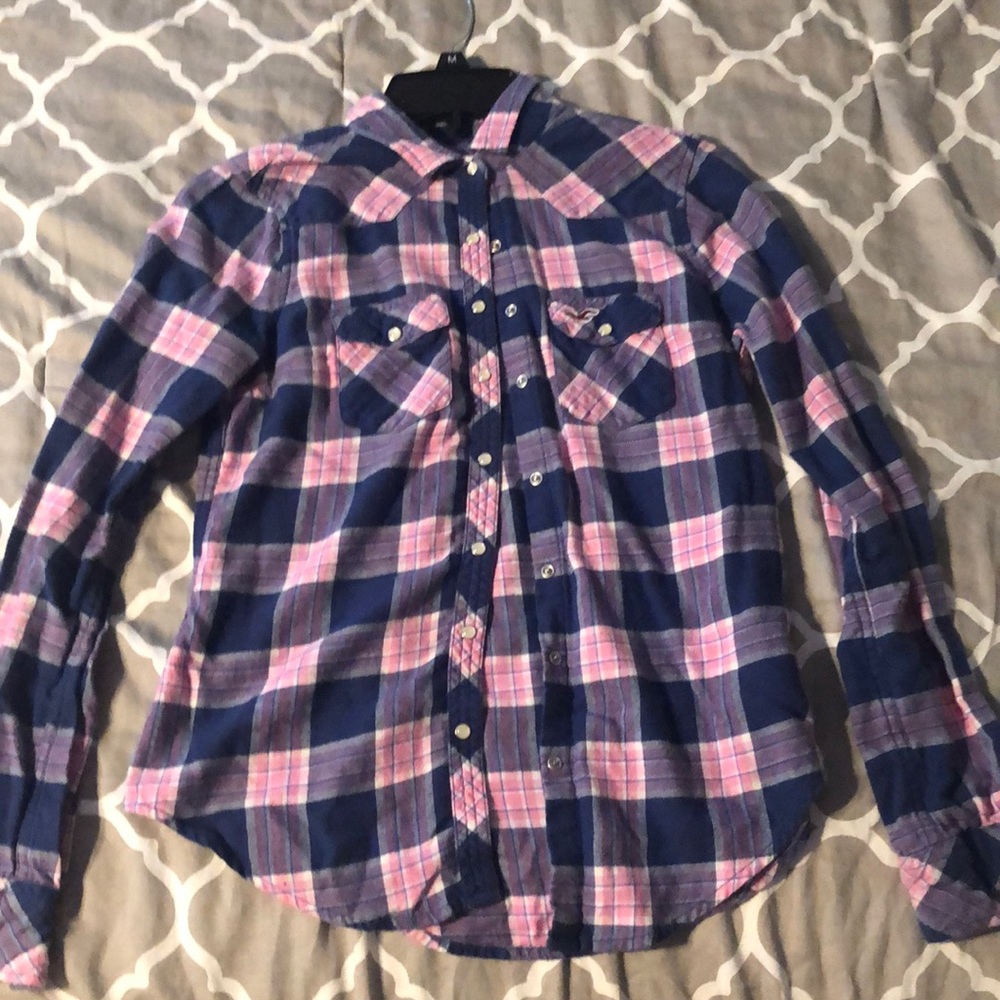 Pink and navy flannel